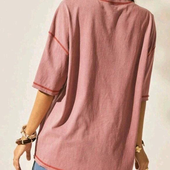 Easelle Applique Lobster Tee Oversized Womens Large Pink - Picture 3 of 10